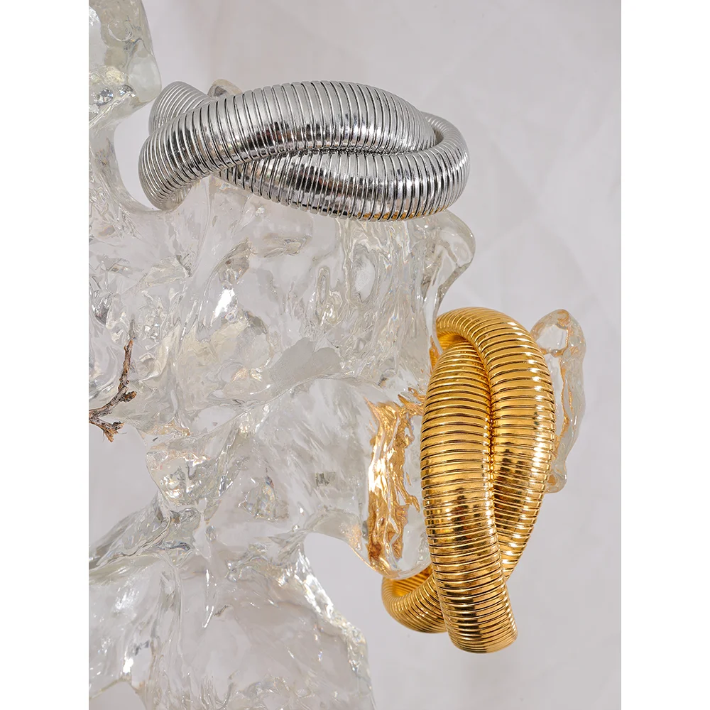 Pulseira de metal, aço inoxidável 316l, à prova d'água, ouro 18k, textura banhada a pvd, joias
