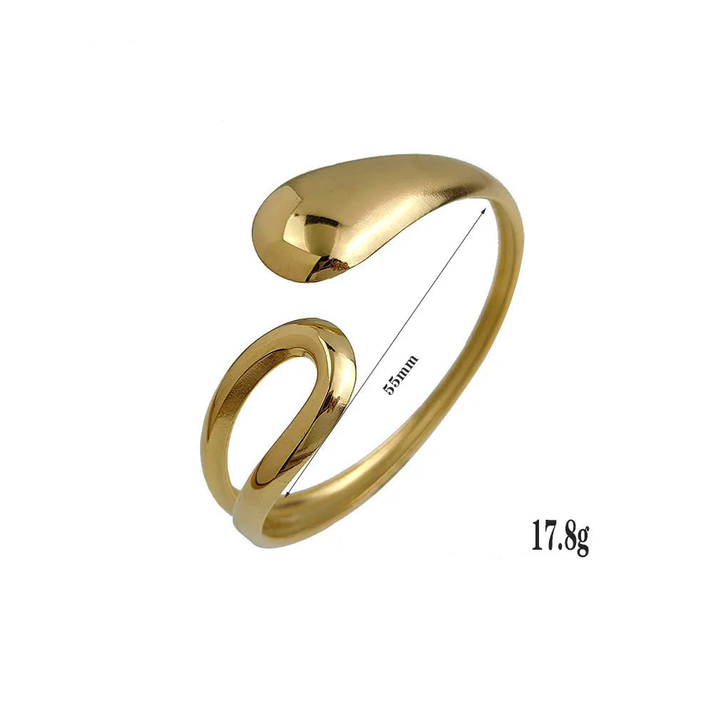 Pulseira gota de água oca de aço inoxidável banhado a ouro 18K pulseira, joias de prata à prova d'água de alta qualidade, presente para casais