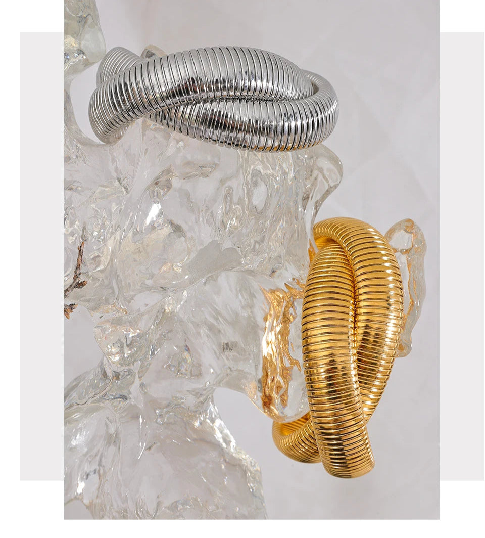 Pulseira de metal, aço inoxidável 316l, à prova d'água, ouro 18k, textura banhada a pvd, joias