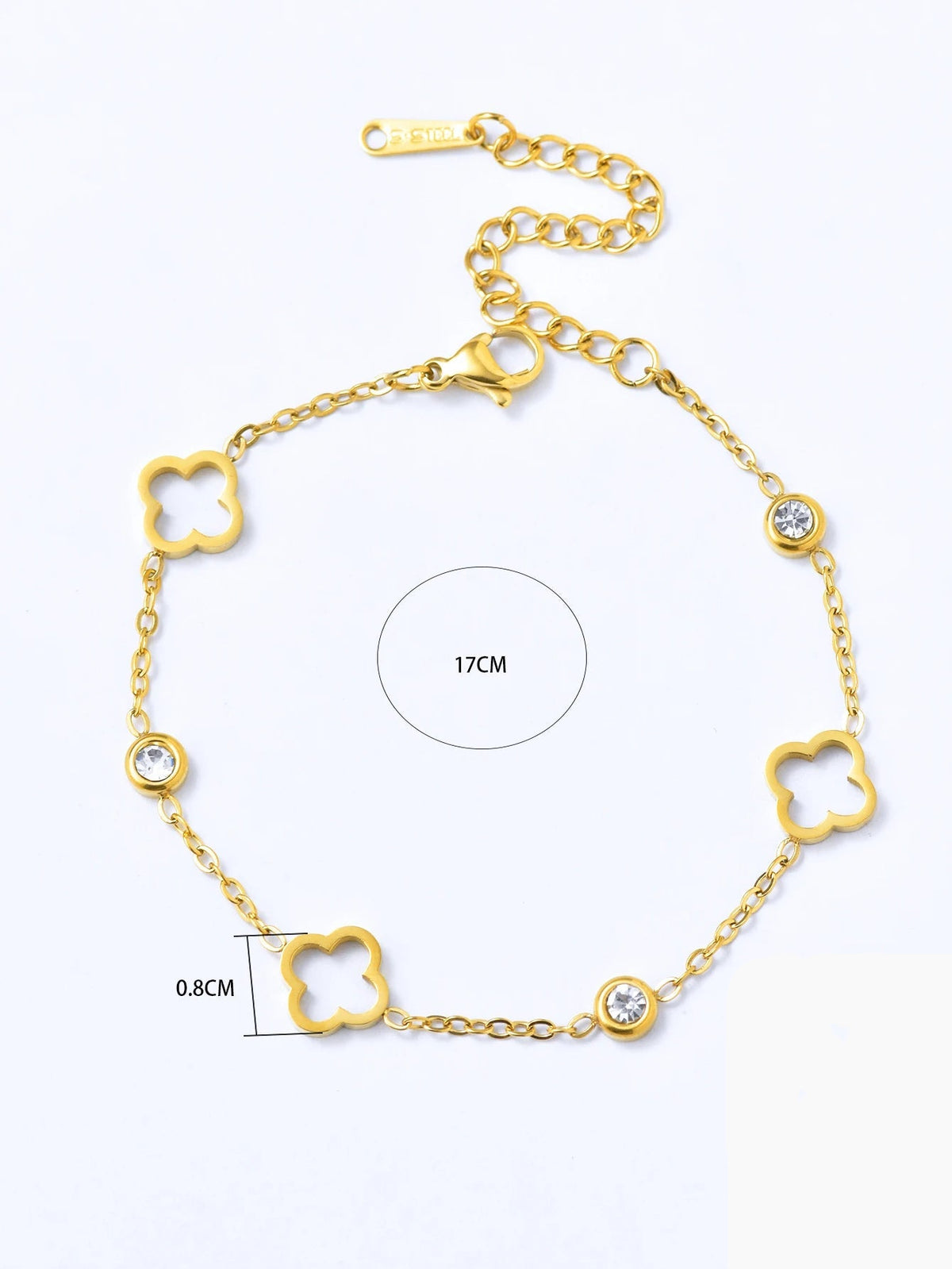 pulseira de trevo de aço inoxidável e conjunto de pulseira de zircônia para acessórios ou presentes diários femininos