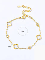 pulseira de trevo de aço inoxidável e conjunto de pulseira de zircônia para acessórios ou presentes diários femininos