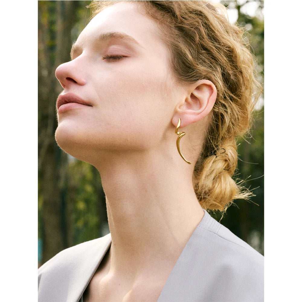 Brinco minimalista aço inoxidável metal irregular brincos evitar alergia metal brilhante