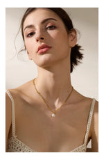 colar de pérolas de aço inoxidável contas redondas corrente pingente colar para mulheres ouro prata cor jóias