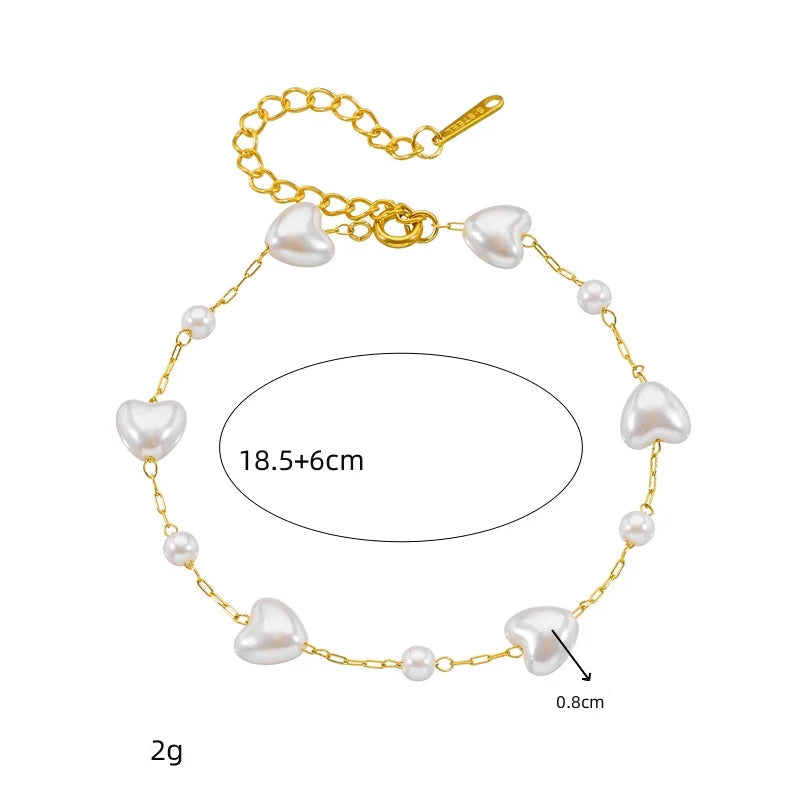 Conjunto de Joias Pérolas e Corações