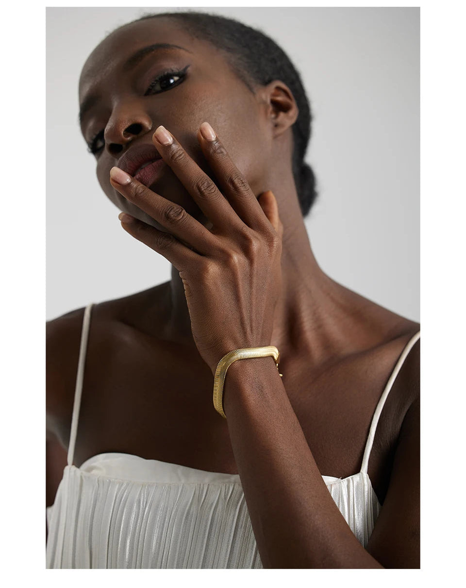 pulseira de corrente de aço inoxidável cor dourada geométrica punk moda feminina acessórios de presente de aniversário