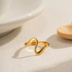 Anel abstrato geométrico torcido minimalista de aço inoxidável para mulheres