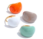 anel multi-cor cáqui laranja azul branco esmalte 