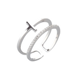 Anel Duplo com Cruz e Zircônio Brilhante