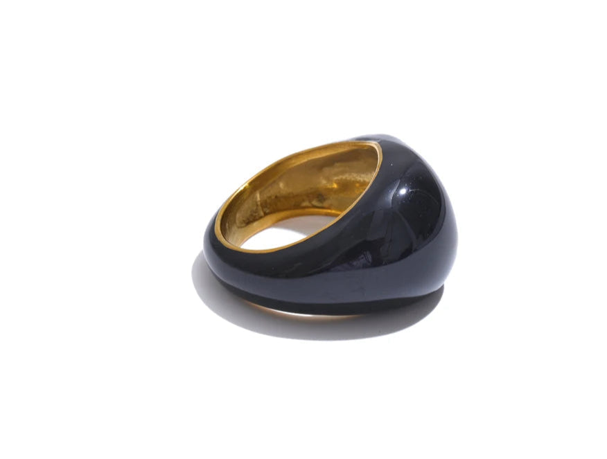 Anel preto esmalte geométrico