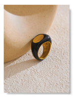 Anel preto esmalte geométrico