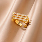 Anéis geométricos, cor dourada, anel de casamento ajustável, joias estéticas