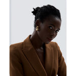 Brincos redondos grossos em forma de C de aço inoxidável, joias incomuns, textura de metal à prova d'água, acessórios 