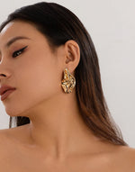 Brincos Plissados De Metal Irregular Para Mulheres, Estética Criativa, Cor Dourada, Piercing Da Orelha, Joias De Festa, Novo