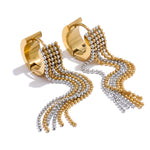 Brincos borla de aço inoxidável longa corrente 