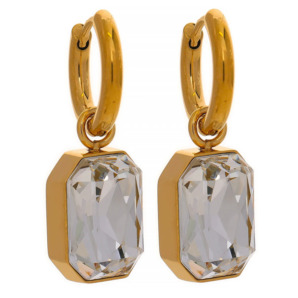Brincos de zircônia cúbica branca banhados a ouro 18k