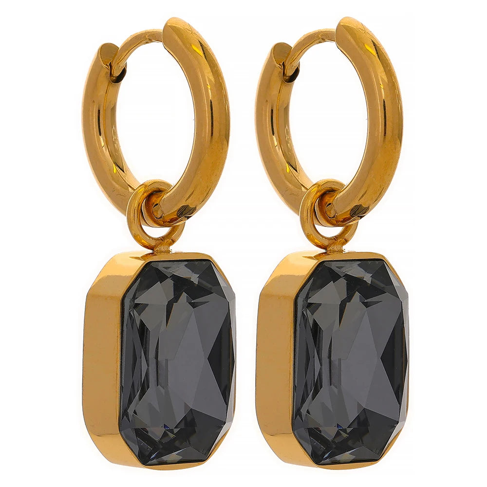 Brincos de zircônia cúbica cinza banhados a ouro 18k