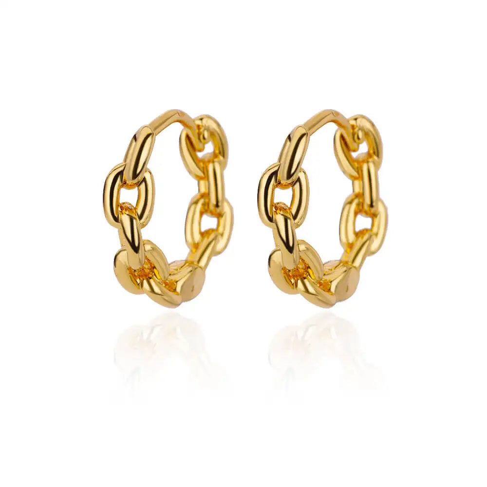 Brincos argola dourado corrente