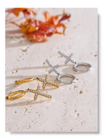 Brincos cruz para mulheres delicado aço inoxidável chique joias 