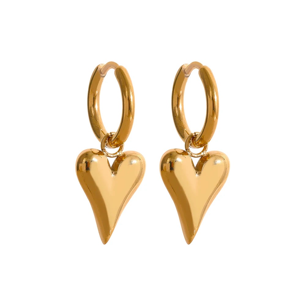 Brincos de argola coração dourado