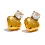 Brincos de coração com zircônia cúbica AAA brilhante hipoalergênico joias 