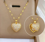 Colar de pérolas, cor dourada, zircônia, amor, coração, corrente, gargantilha, joias de casamento