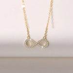 colar de correntes para mulheres, pingente figura do infinito 8 com cz brilhante, cor dourada, joias da moda feminina