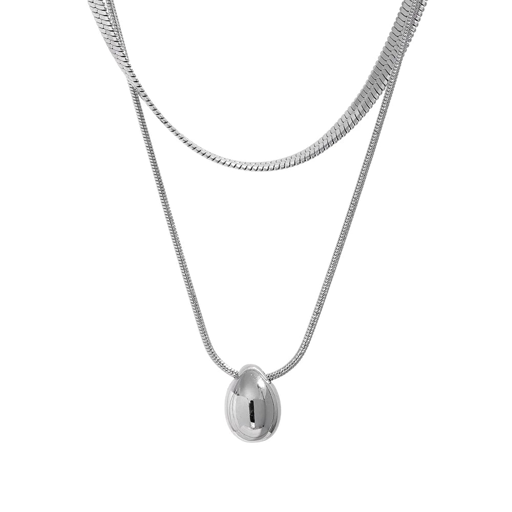 Colar gota de água pingente prata