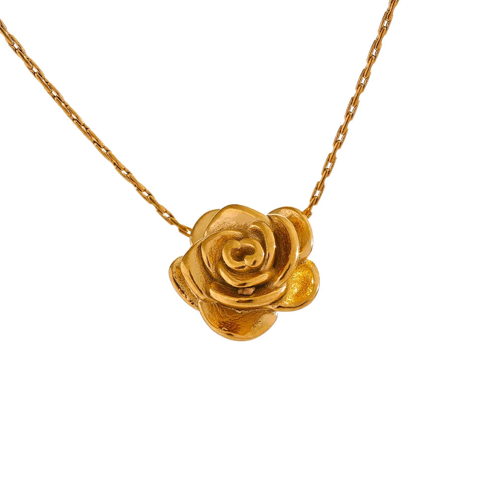 Colar flor pingente dourado