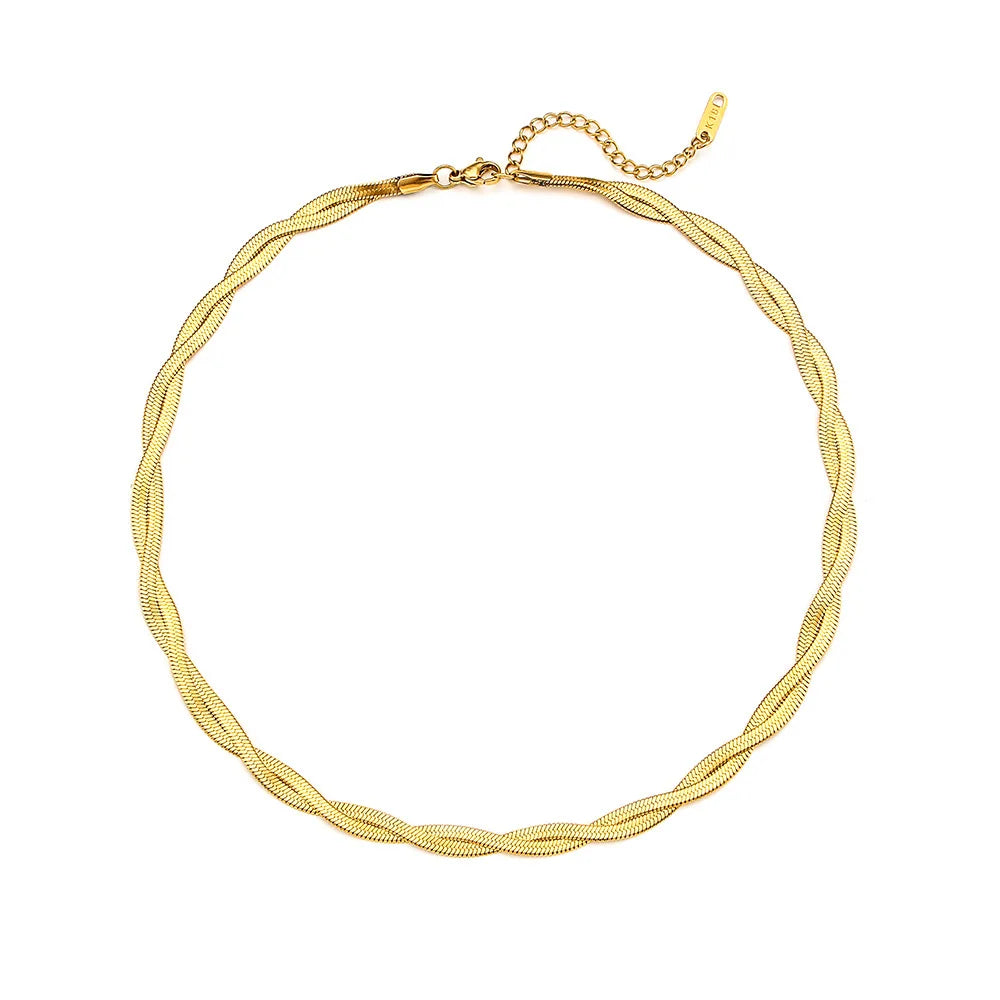 Colar de corrente Herringbone banhado a ouro 