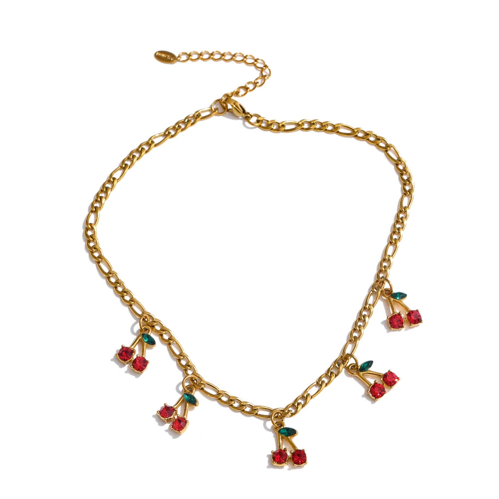 colar cereja gota corrente pulseira pulseira 18k banhado a ouro jóias delicadas