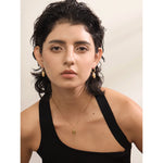 Brincos de argola e colar conjunto de joias da moda feminina, prevenção de alergias à prova d'água