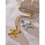 Colar com pingente de estrela do mar em aço inoxidável 316L, à prova de ferrugem, banhado a ouro 18K PVD, joias individuais para férias