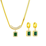 colar verde cristal zircão pingente colar brincos conjunto de jóias para presentes femininos