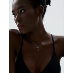 colar quadrado oco dupla camada sobreposição pingente colar zircônia cúbica