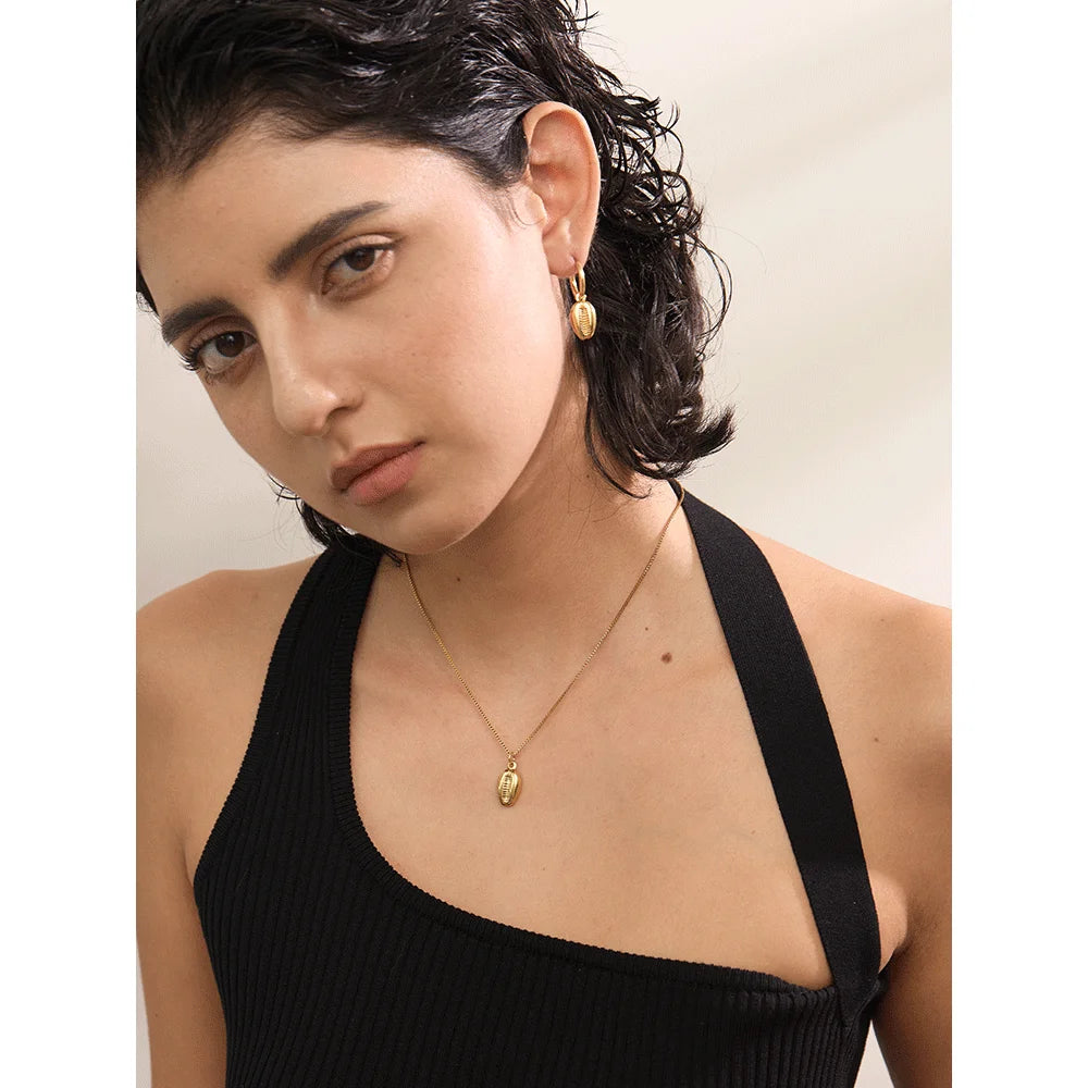 Brincos de argola colar conjunto de joias da moda feminina, prevenção de alergias à prova d'água