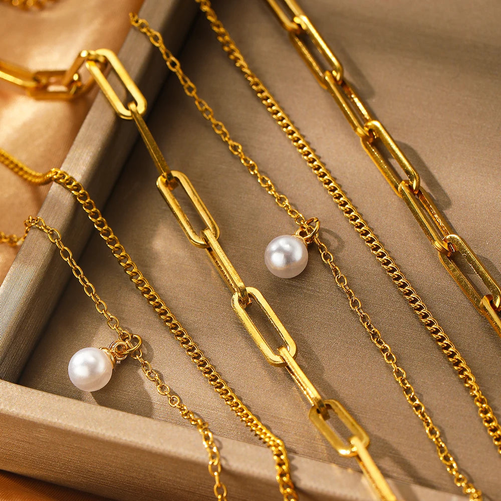 Conjunto de Joias Pérola e Corrente