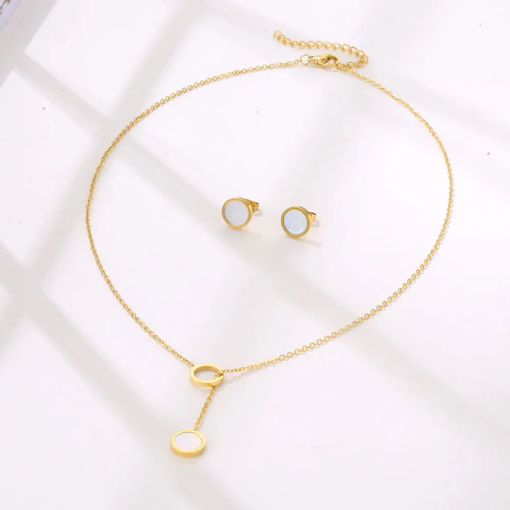 Luz de luxo elegante delicado geometria pingente charme corrente coreano moda colar para mulheres conjunto jóias aço inoxidável