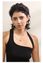 Conjunto de brincos e colar de concha de verão da moda em aço inoxidável cor dourada joias à prova d'água para mulheres