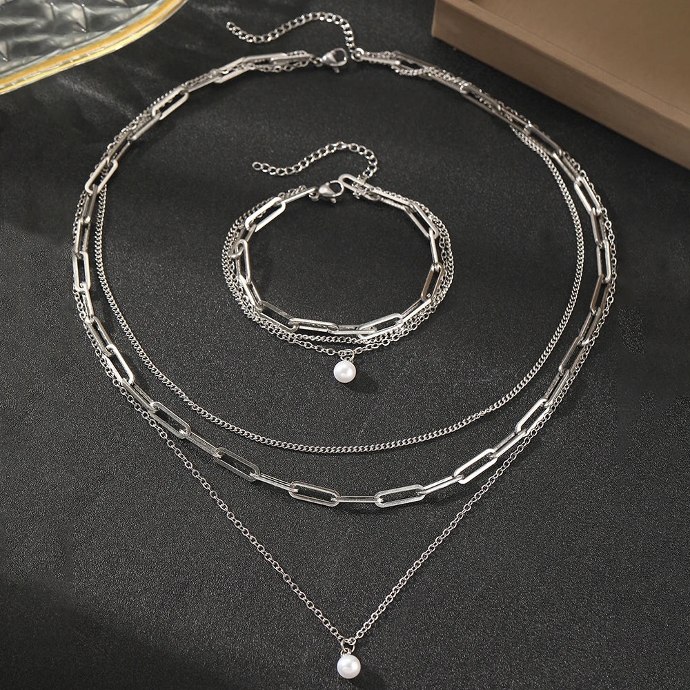 Conjunto de Joias Pérola e Corrente