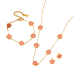 Colar e brincos flor de ameixa com design romântico