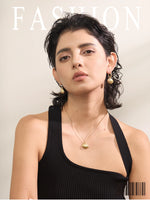 Conjunto de brincos e colar de concha de verão da moda em aço inoxidável cor dourada joias à prova d'água para mulheres