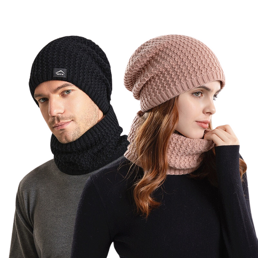 Touca Gorro com Cachecol Forrado Feminino e Masculino