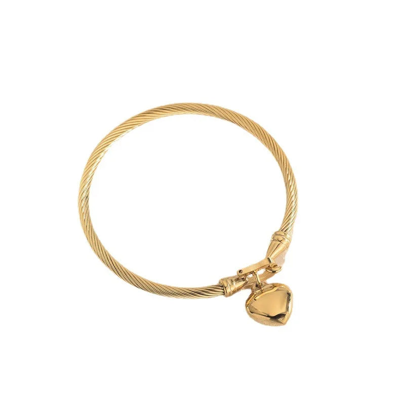Pulseiras com pingente de coração em aço inoxidável 