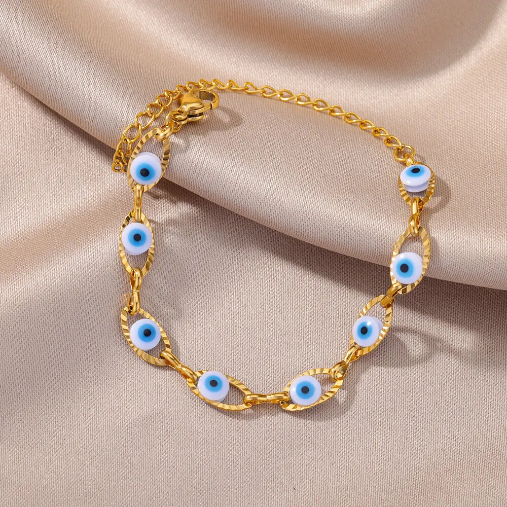 pulseiras para mulheres de aço inoxidável cor ouro turco corrente verão praia jóias