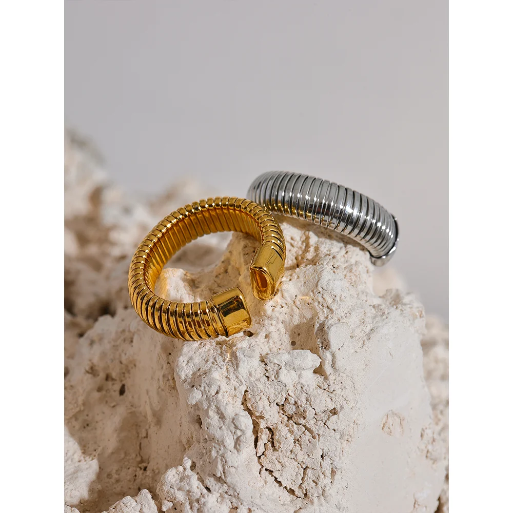 Anel minimalista 18k pvd banhado em ouro clássico