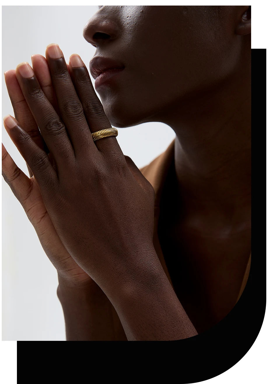Anel minimalista 18k pvd banhado em ouro clássico