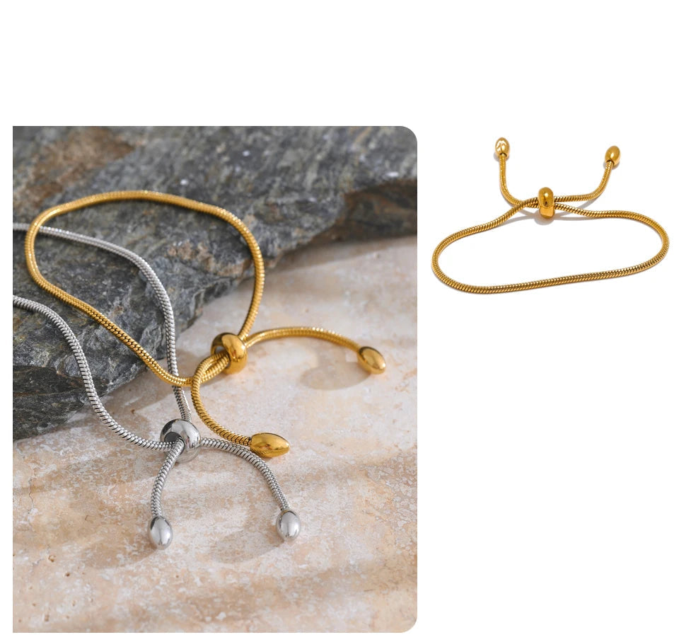 Yhpup moda requintado básico corrente pull-out pulseira ajustável banhado a ouro platina diariamente jóias de alta qualidade presente