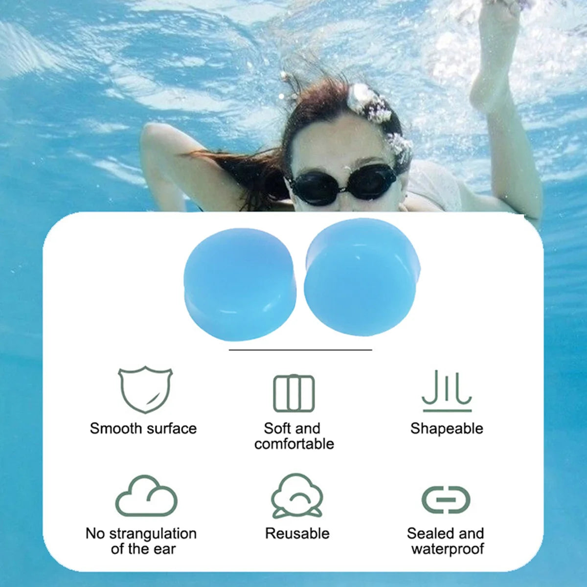 30Pcs Silicone Ear Plugs Reusable Earplugs for Sleeping Swimming Traveling Working Studying Noise Reduction Flexible Ear Plugs