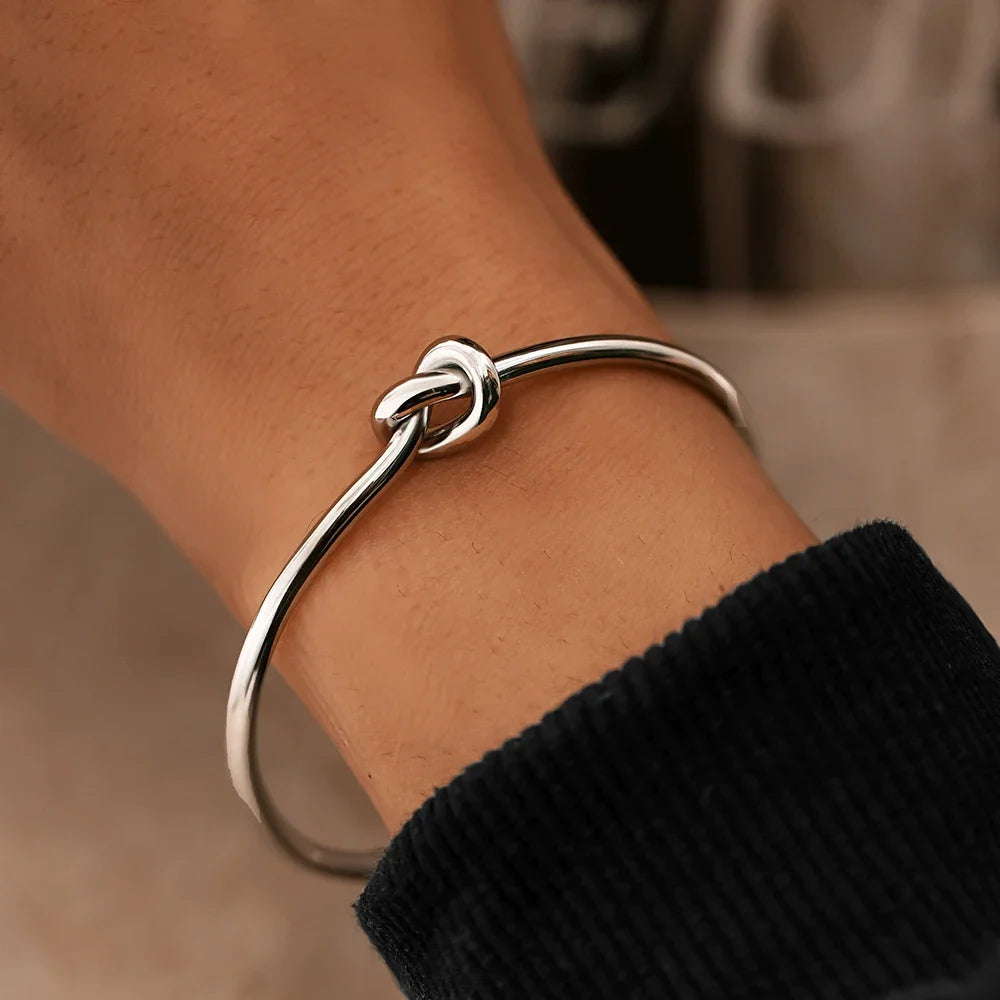 Pulseiras de aço inoxidável em prata moda para mulheres joias