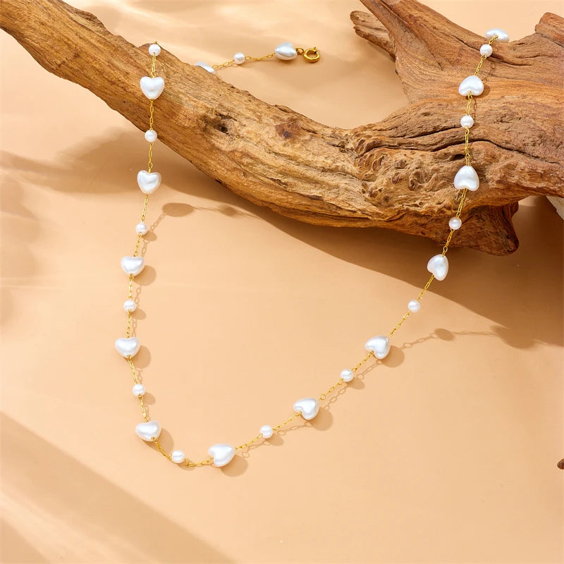 Conjunto de Joias Pérolas e Corações